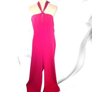 BEBE NWT CREPE HALTER JUMPSUIT